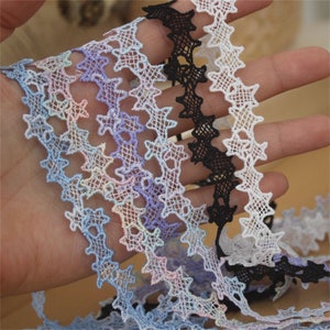 Bordure irrégulière en dentelle avec étoiles, bordure en dentelle avec étoiles ombrées, ruban étoile pour tour de cou en dentelle, jarretière, robe de poupée, bandeau, décoration de mariage, 2 yards
