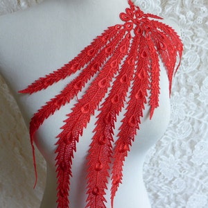 Venise venice lace applique in Red for wedding, lace jewelry, gown, costumes, sewing