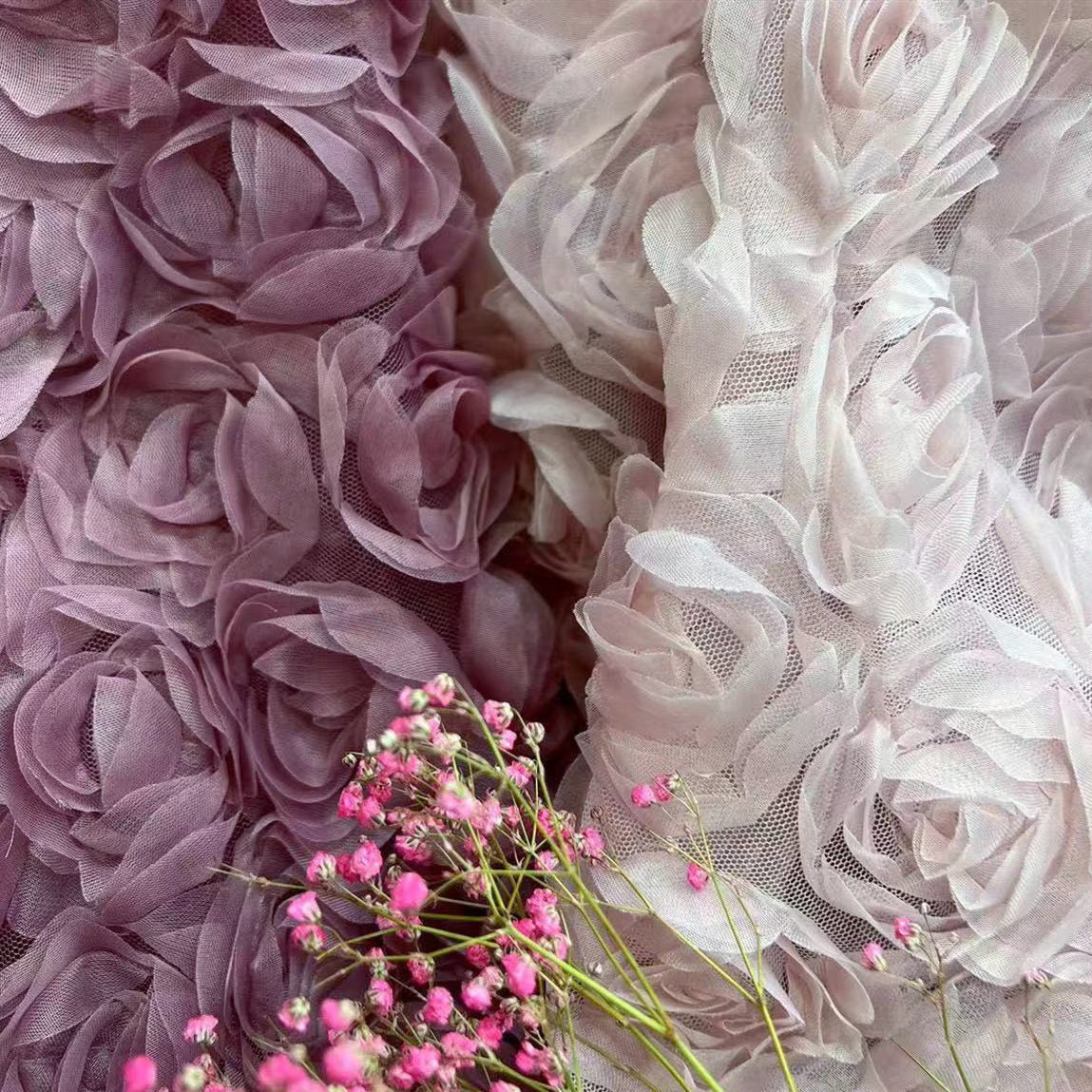 MAYJOYDIY 91 x 160 cm rosa 3D ricamato floreale floreale rosa