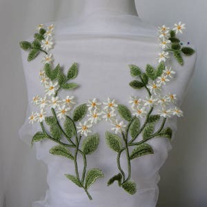 Green/Light Yellow Lace Appliques,Flowers Embroidered Lace, Floral Lace Applique For Bridal Veil, Wedding Gowns 2017