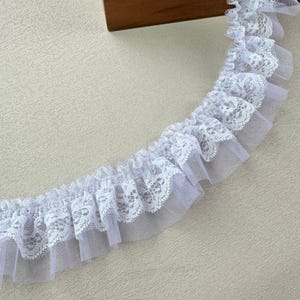 Pizzo a 2 strati largo 5 cm, volant floreale per abiti da bambina, gonne, fasce per capelli, vestiti per bambole, tovaglie, federe, tende, cucito