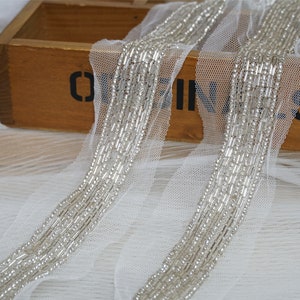 Atemberaubende Perlen Perlen Mesh Spitzenbesatz für Gürtel, Braut Schärpen, Hochzeit Accessoires, Riemen, Stirnbänder