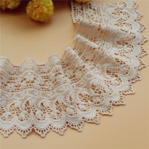 Vintage Cotton Lace Trim, Hollow out Floral Cotton Lace, Crochet Cotton Lace for Bridal Dress, Skirt Hem, Cuffs, Pillowcase, By 1 Yard