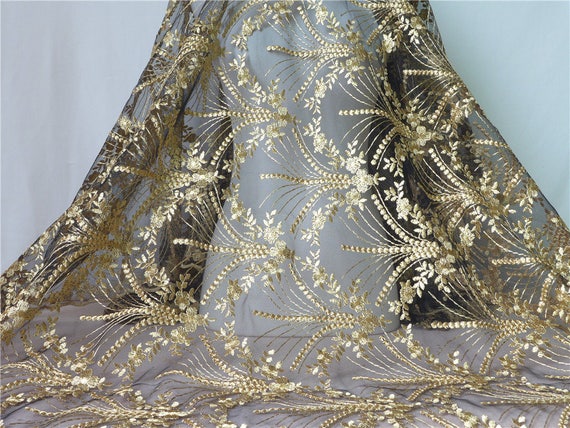 black and gold lace fabric