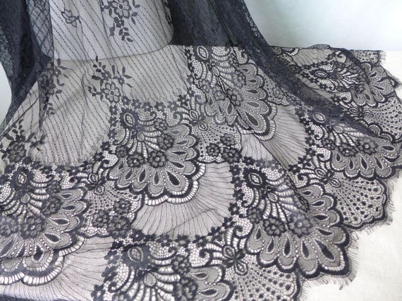 Black/Ivory Floral Chantilly FabricNew Hot Bridal Lace | Etsy