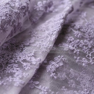 Purple Lace Fabric Lavender Floral Embroidery Lace Fabric - Etsy