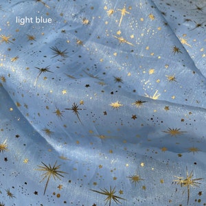 Star Lace Fabric 12 Colors Organza Mesh Gold Glitter Irregular Star Lace for Wedding Dress Gown Curtain 59&quot; Width Sold By Yard