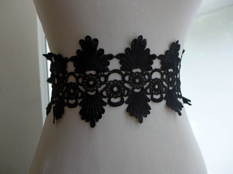 Black lace trim with scalloped design for sashes bridal | Etsy