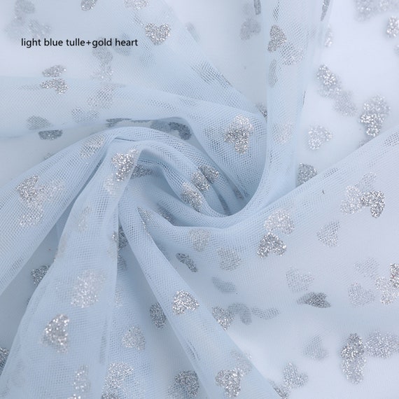 Mesh Fabric Glitter Cloth Heart Pattern Sewing for Wedding Tutu Dress  Crafts DIY