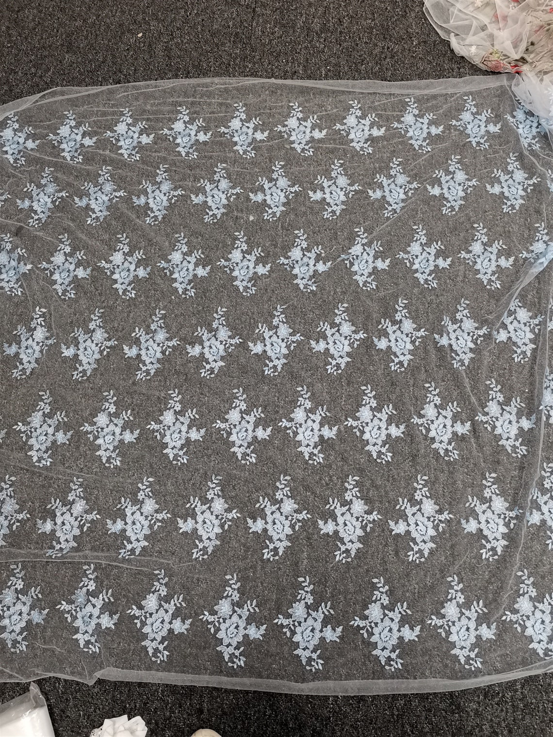 Blue Silver JEAD-039 Viscose Embroidery