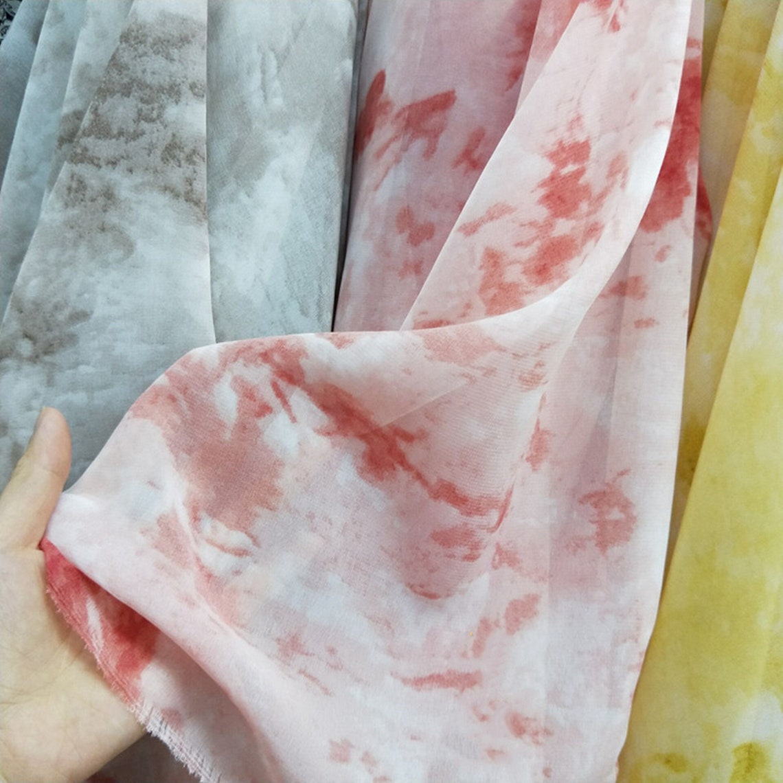 Tie Dyed Chiffon Fabric with Gradient Color Beautiful Ombre Etsy