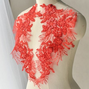 Alencon Lace Applique Sequined Lace Applique Corded Floral Embroidery ...