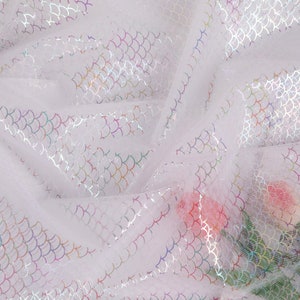 9 Farben schimmernder Fischschuppen-Muster-Tüll-Gewebe, glänzender Tüll-Spitzen-Gewebe für Mädchenkleid, Meerjungfrau-Kleid, Röcke, Kostüme, Wohnkultur