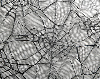 Black Spiderweb Embroidery Fabric, Halloween Spiderweb Fabric, Decorative Fabric for Cosplay, Doll Dress, Backdrop, Costume