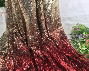 Red Gold Ombre Sequins Lace Fabric, Gradient Sequins Lace Fabric, Sparkling  Sequins Double Side Ombre Tulle Fabric for Wedding Prom Dress - Main Image