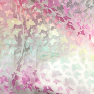 Ombre Butterfly Lace Fabric, Colorful Butterfly Lace Fabric, 3D Butterfly Embroidered Mesh Lace Fabric for Baby Dress, Birthday Dress