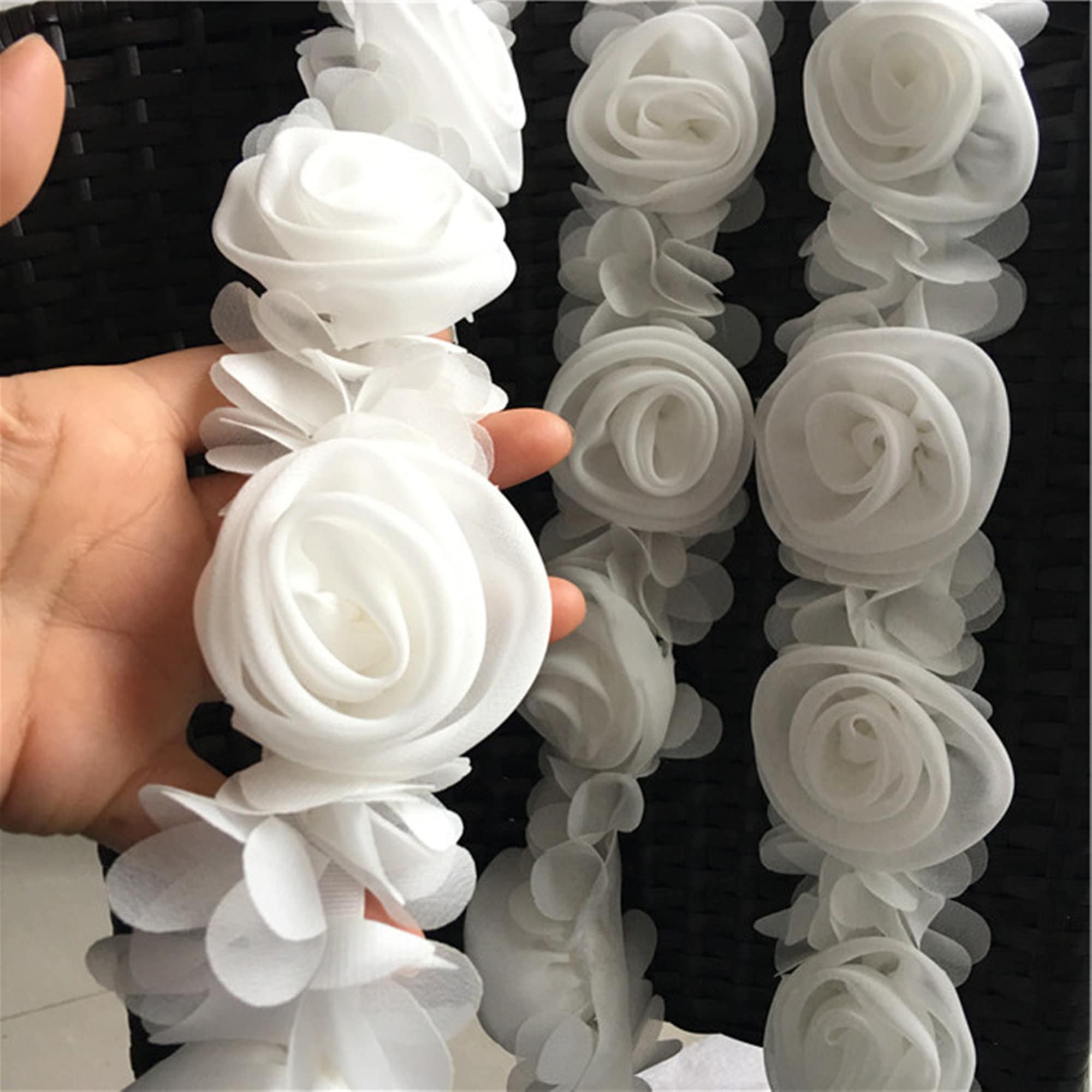CRASPIRE 40 pz Fiori di Tessuto Rosa 1.34 3D Chiffon Fiore Pizzo Rifiniture Mazzi di Fiori Cluster Fiore Patch di Pizzo Cucito Fai da Te per Artigianato Fai da Te Fasce Regalo