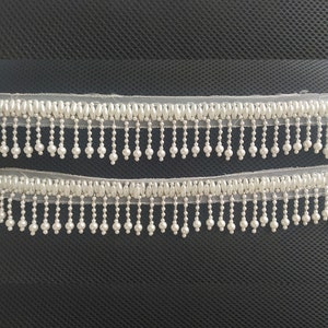 1 Yard Beaded Fringe Tassel Trim Pearl Beading Fringe Lace Trim for Millinery DIY Crafts Costumes Decoration Wedding Dress