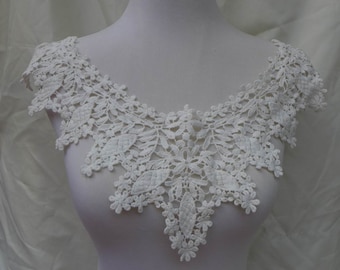 cream cotton collar applique crochet daisies floral lace collar sewing applique supply