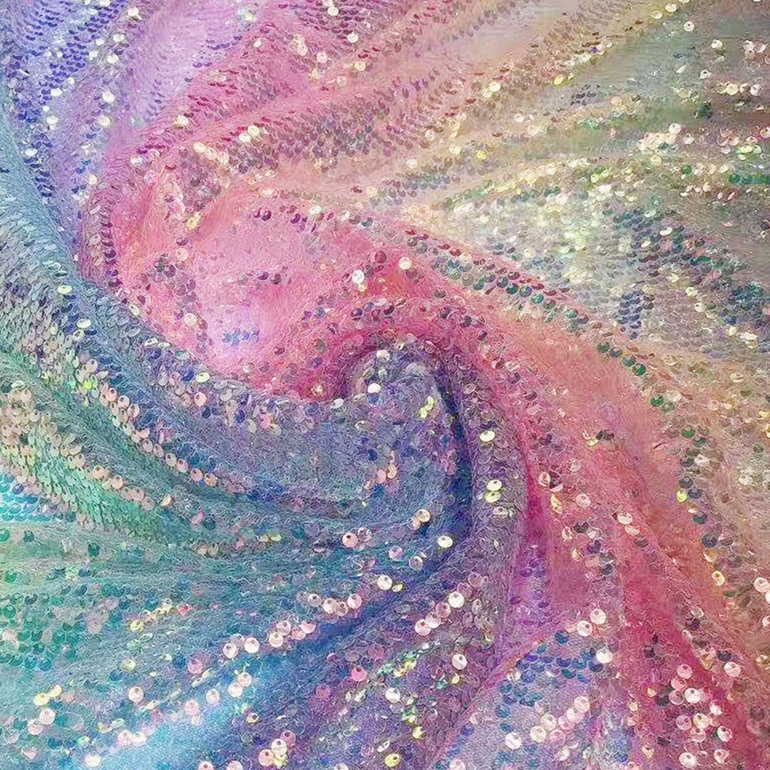 Sequine Color Chic Colorful Sequin Fabric, Ombre Rainbow Fabric, Sequins Lace Fabric ...