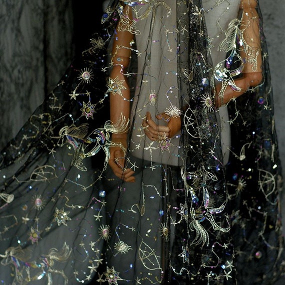 embroidered constellation dress Sheer-Corset Long Prom Dress with Mermaid Skirt– PromGirl