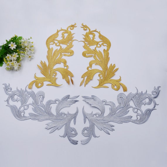 Vintage Embroidery Lace Applique Gold Embroidery Applique Etsy
