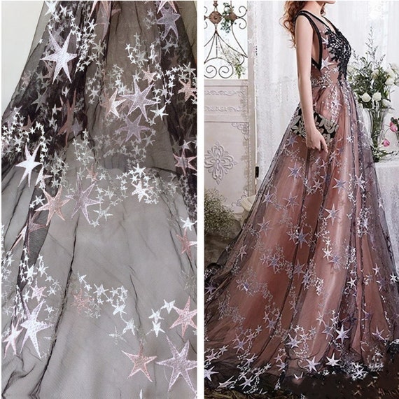 Star Embroidery Tulle Lace Fabric Star Pattern Lace Fabric for Illusion Dress Prom Dress Couture Design Sold by the Yard Etsy UK