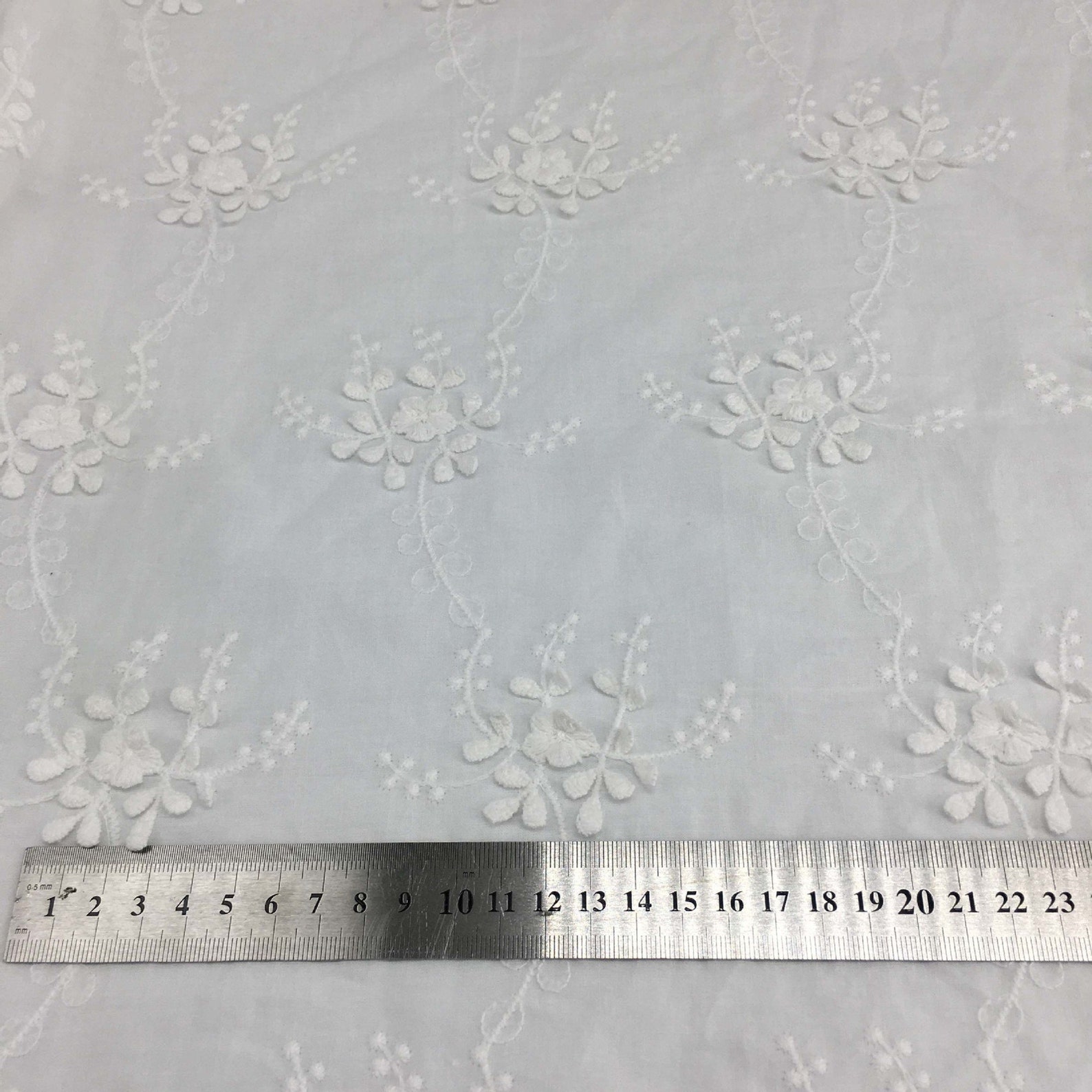 Cotton Lace Fabric With 3D Flowers Cotton Embroidered Lace Etsy