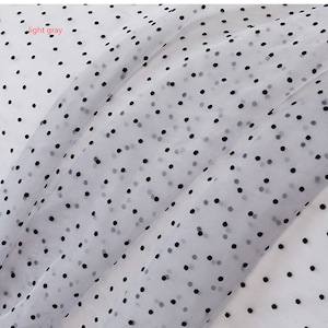 7 Colors Organza Fabric With Black Dots, Flocked Polka Dot Organza Lace ...