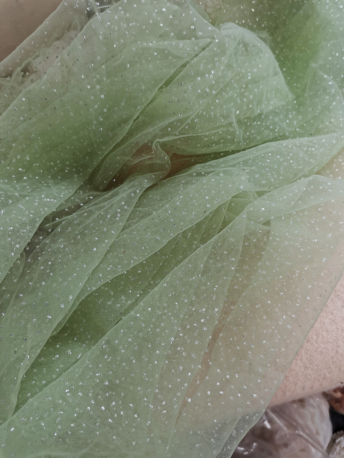 Shiny glitter lace fabric glued glitter tulle fabric sliver Etsy