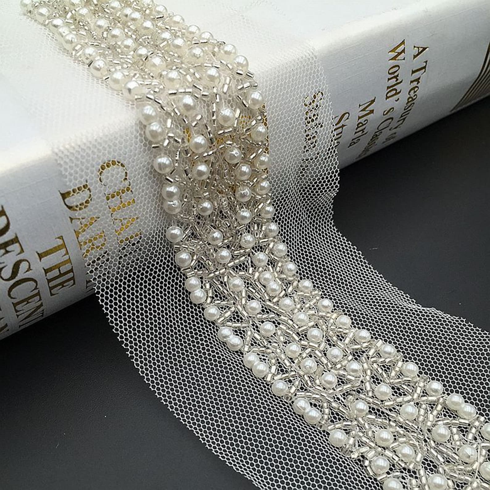 Black Beaded Lace Trim Pearl Beading Lace Trim for Costume Etsy