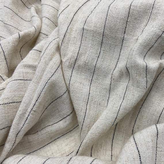striped linen dress fabric Striped Linen Fabric by Yard or Meter - Natural Grey Blue Stripes - Softened Linen for Curtains Towels Clothes - Heavy Duty Grain Sack Style