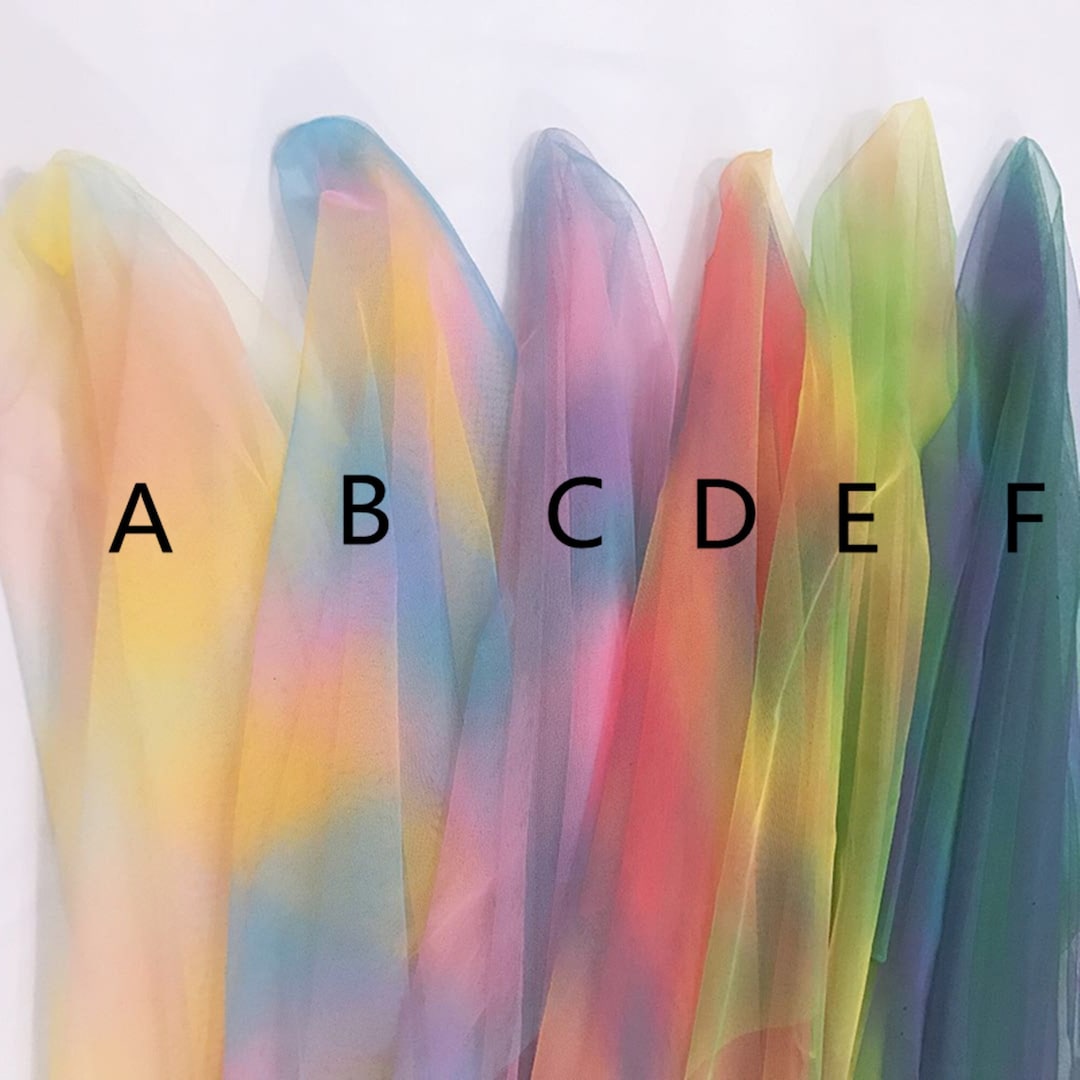 Dream Rainbow Tulle Fabric, Tulle Mesh Lace Fabric With Gradient Colors ...