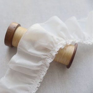 Ruffle Cotton Lace, Off white Cotton Lace Trim, Pleated Cotton Trim for Lace Collar, DIY Sewing Crafts, Dressmaking, Baby Dress