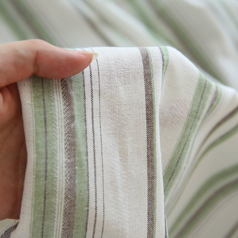 Simple Chic Striped Fabric, Green Poly-cotton Fabric for Skirts, Dress ...