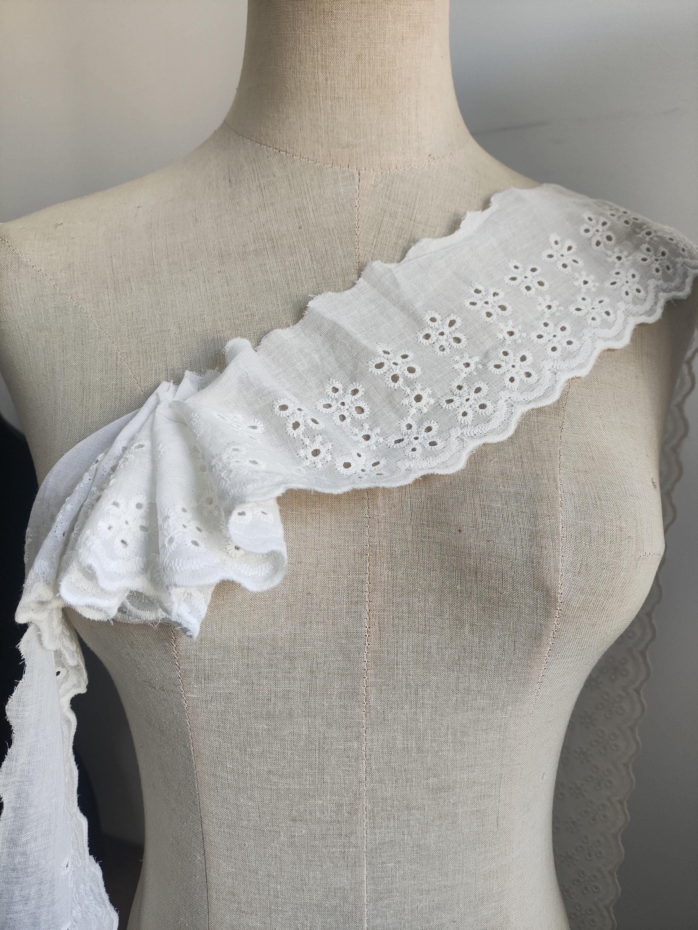 Simple Straight Ruffle Straight/ruffle Cotton Trim, Cute Flower Eyelets Embroidered Trim for ...