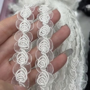 Beautiful Cord thread embroidery rose floral lace trim for lace choker, sash, neckline, collar, straps, 1 Yard