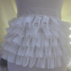 White Tulle Multi-layer Ruffled Fabric Lace Trim Wedding Dress Doll Costume - Per yard