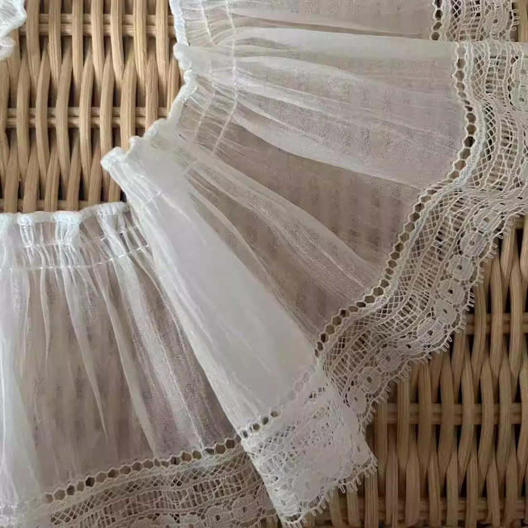 Single Rufffle Light Weight Single Layer Ruffle Lace Trim for Dress, Blouse, Tops ...