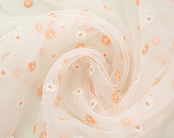 Hübsche Blumen Blumen Stickerei Organza Braut Spitze Stoff für Stirnband, Baby Kleid, Hochzeitskleid, Kopfschmuck