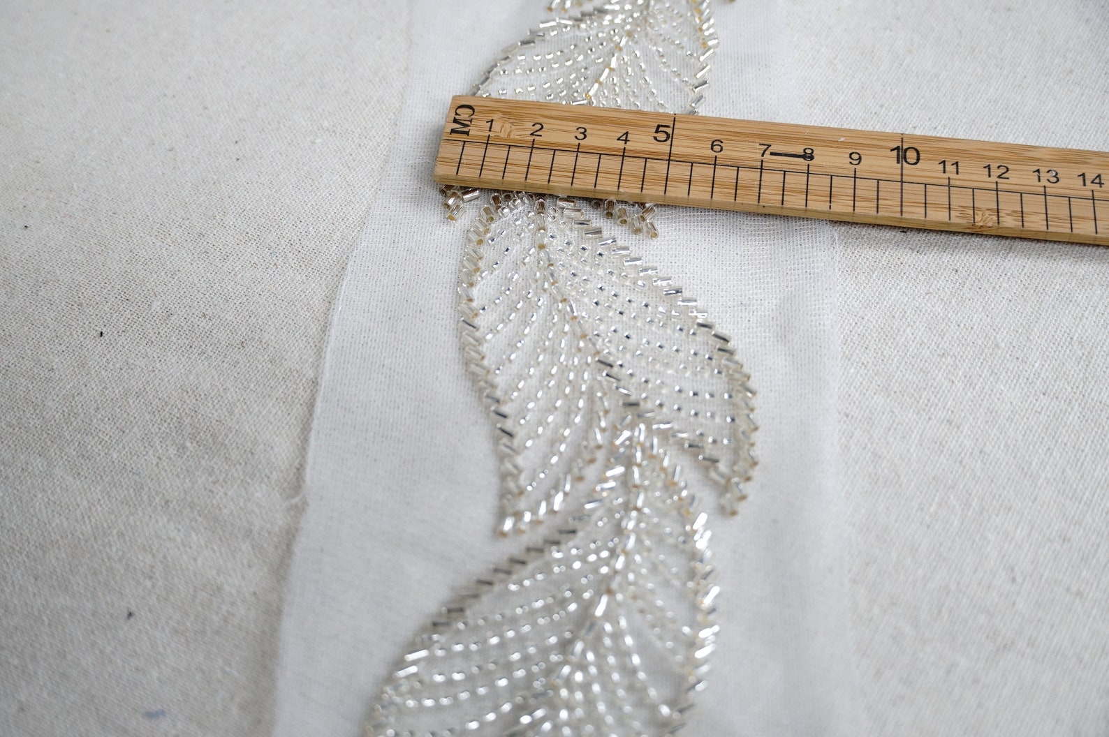 Luxury Silver Beaded Lace Trim Beaded Leaf Pattern Lace Trim Etsy