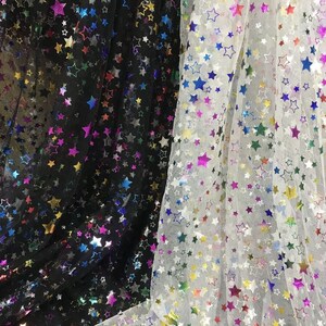 Colorful star print tulle fabric, ombre star tulle mesh lace fabric for tutu skirt, party decoration, backdrop, dresses, mini dress