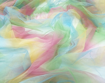 Rainbow tulle fabric, illusion nylon tulle mesh fabric, colorful tulle lace net fabric for tutu dress, party decoration, princess dress