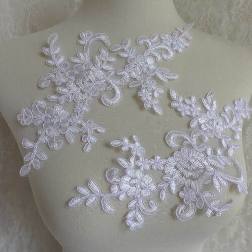 WHITE Lace Applique Bridal Veils Applique Wedding Applique Etsy