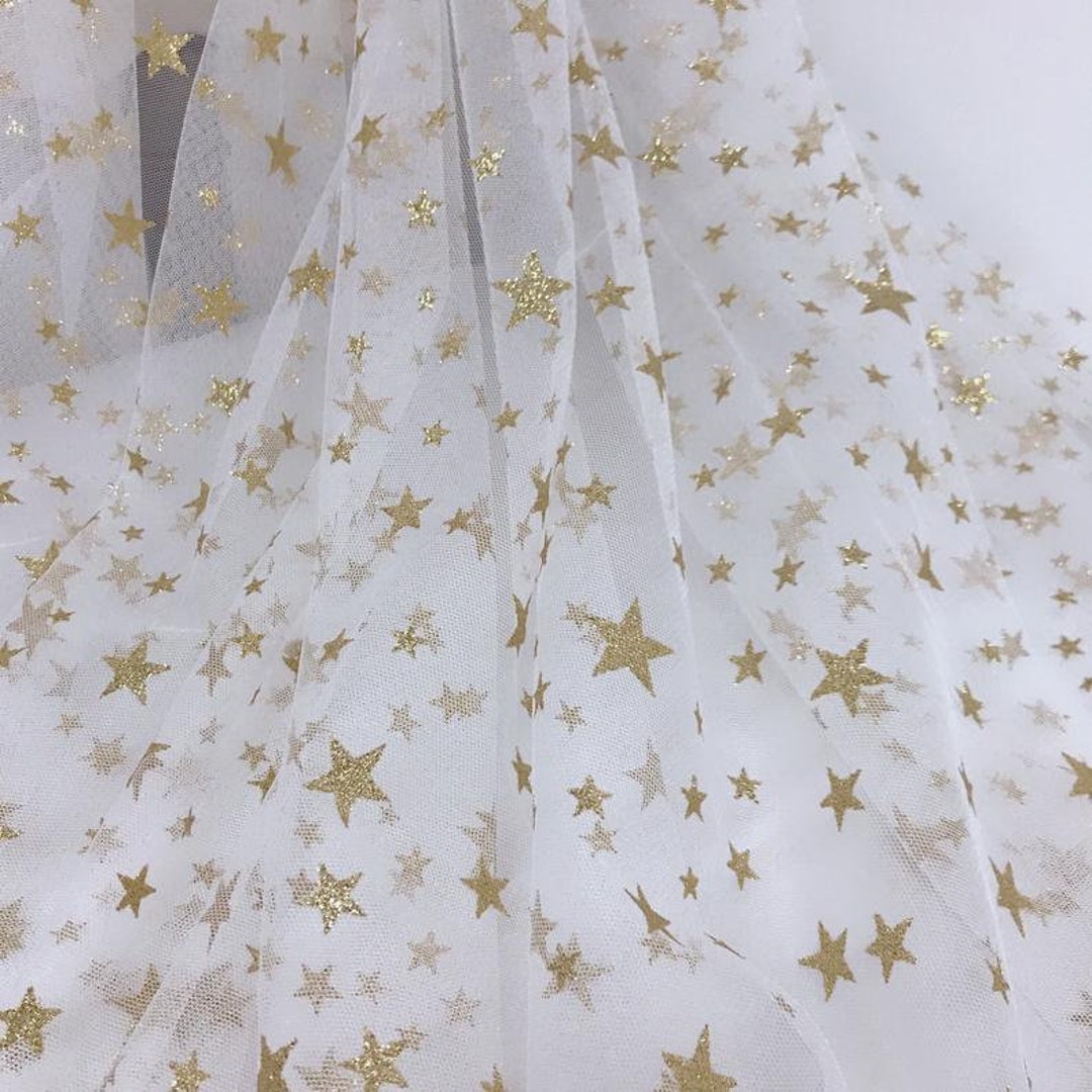 59 Wide Soft Tulle Fabric Gold Glitter Irregular Star Mesh Tulle Lace  Fabric for DIY Doll Dress, Veil, Headband, Tutu Dress, Baby Dress