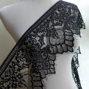 7.1&quot; black chantilly lace trim for wedding dress, victorian, bridal, lingerie