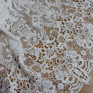 Off white Hollowed out Fabric, Vintage Venice Lace Fabric, Gothic Crochet Fabric for Wedding Dress, Bodices, Craft Making, 1 Yard