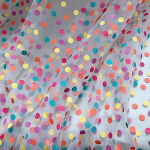 Weicher Tüll Stoff, Regenbogen Tupfen Tüll Spitzenstoff, Schweizer Netzstoff und Gedruckte Punkte für Tutu Kleid, Hochzeiten, Schleier, Mädchenkleid