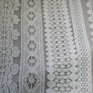 Lace Trimmings, Cotton Lace Trim, Off white Lace, 5 Types Cotton Net Lace Ribbon Trim Sell By 2 Yards