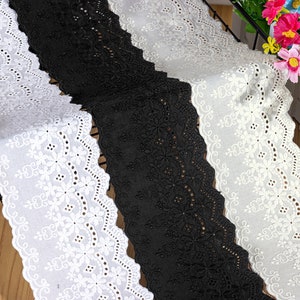 Elegant embroidery cotton eyelet floral lace trim with scalloped edges sold by the yard 3.7&quot; wide